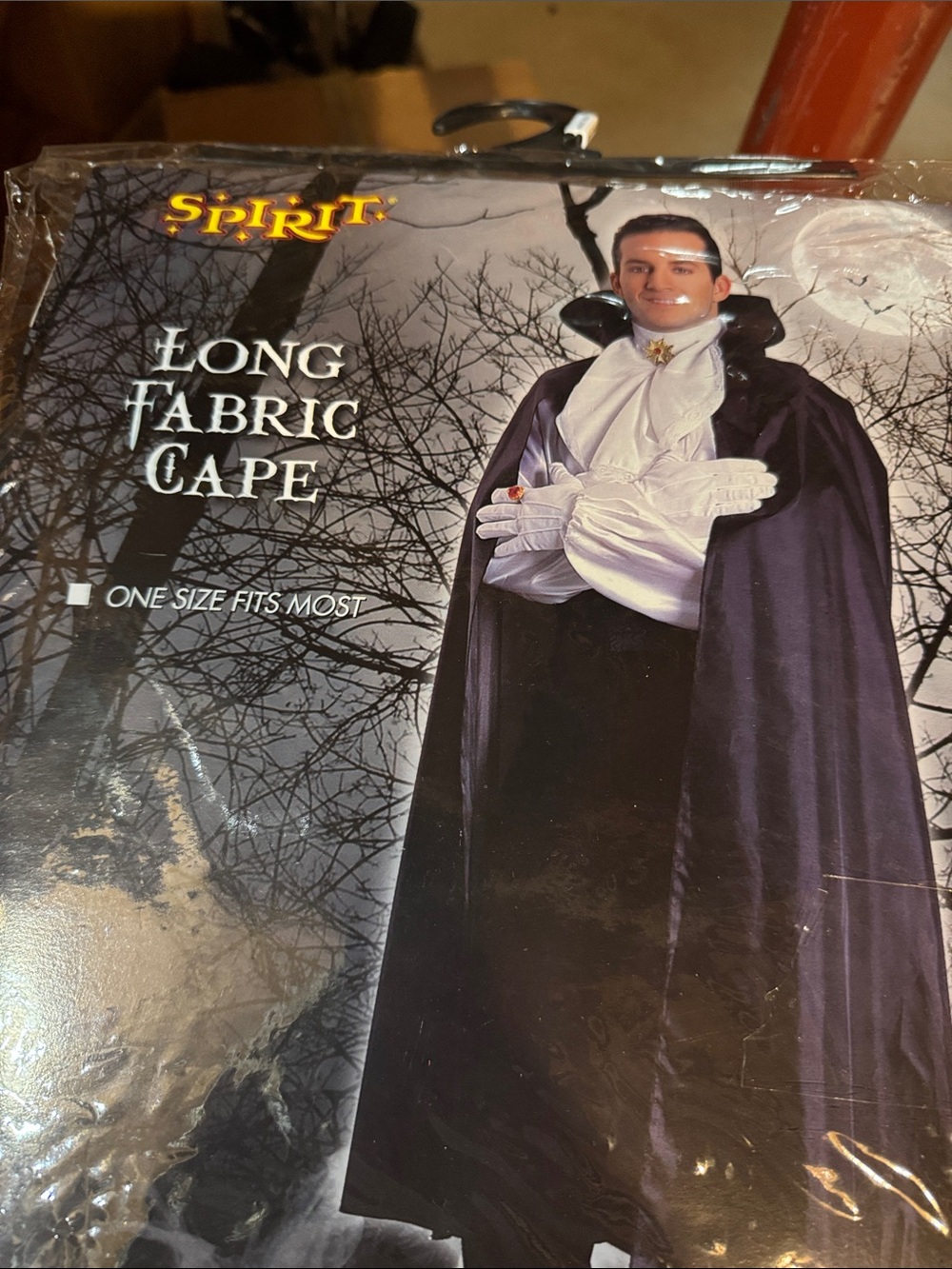 Spirit Black Long Fabric Cape with High Collar. Count makeup kit included.